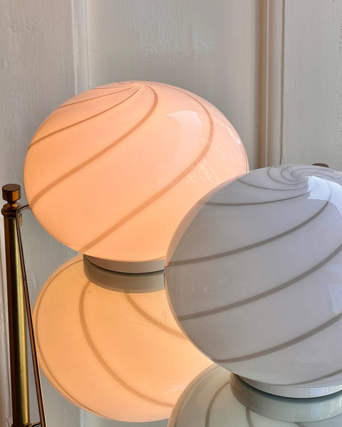 Vintage white round Murano table lamp