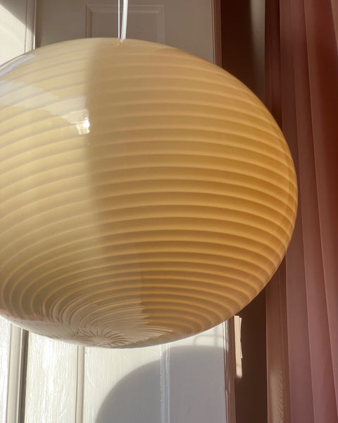 Vintage oval yellow swirl Murano ceiling lamp (D45)