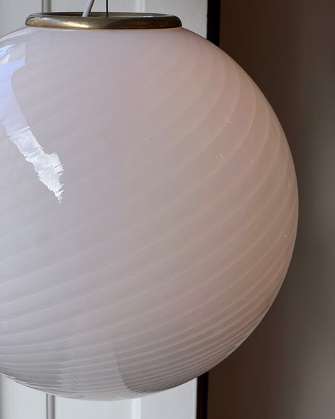 Vintage Murano white swirl ceiling lamp (D50)
