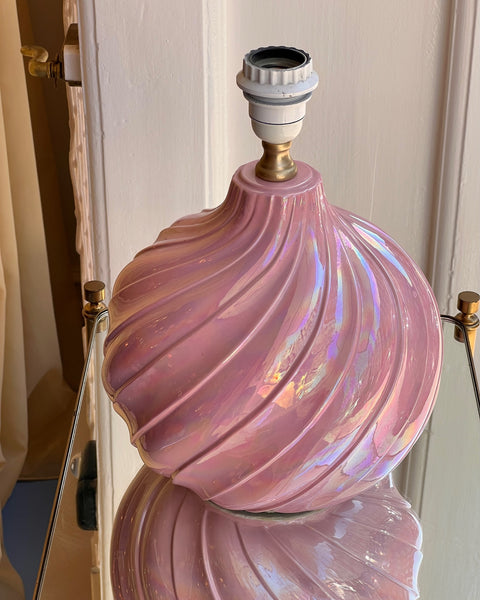 Vintage pink/metallic ceramic table lamp (without shade)