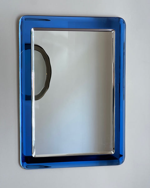 Vintage Italian mirror with blue mirror frame