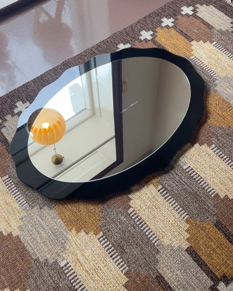 Large vintage Italian mirror with black mirror frame