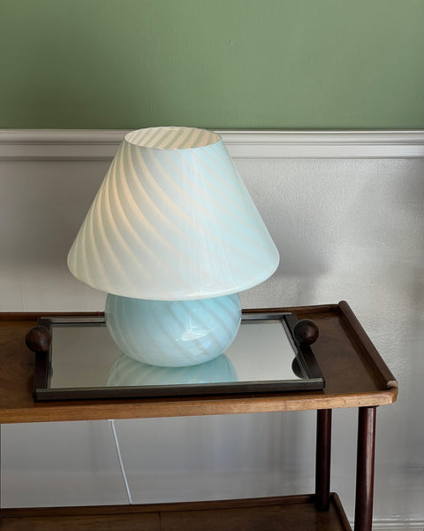 Vintage light blue Murano mushroom table lamp - Large