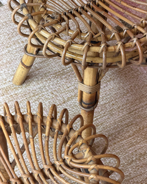 Vintage rattan stool (2 available)