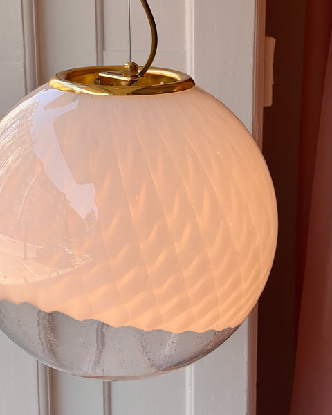 Vintage Murano white/clear Anemone ceiling lamp
