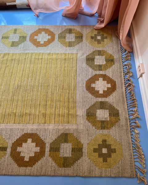 Vintage flat weave rug by Birgitta Södergren (BS)