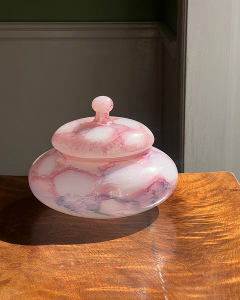Vintage large pink Murano bonbonniere