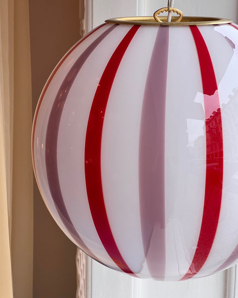 Ceiling lamp - Pink lavender / red vertical stripes (D40)