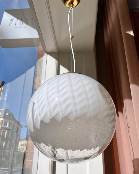 Vintage white clear Anemone Murano ceiling lamp (D35)