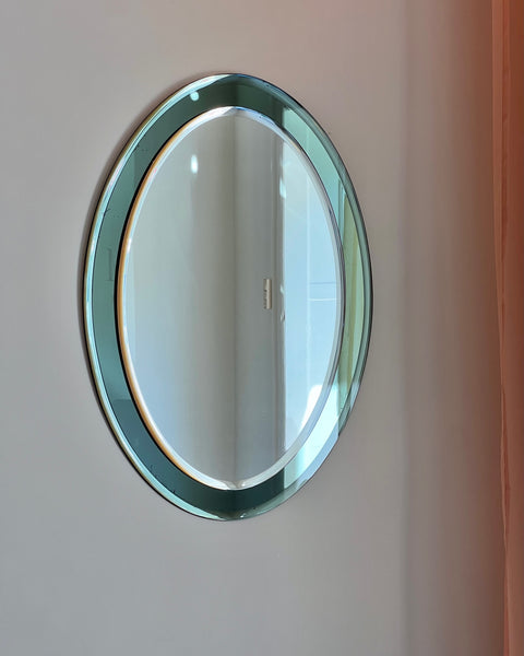Vintage Green Oval Italian Mirror