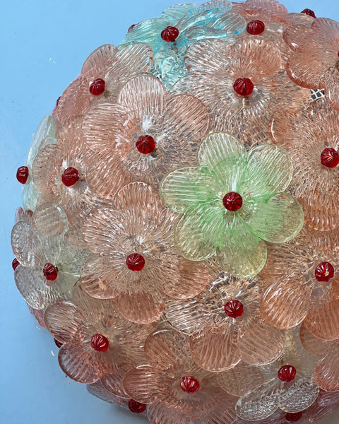 Vintage multi Murano flower ceiling/wall lamp (D30)
