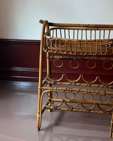 Vintage rattan table/wine rack