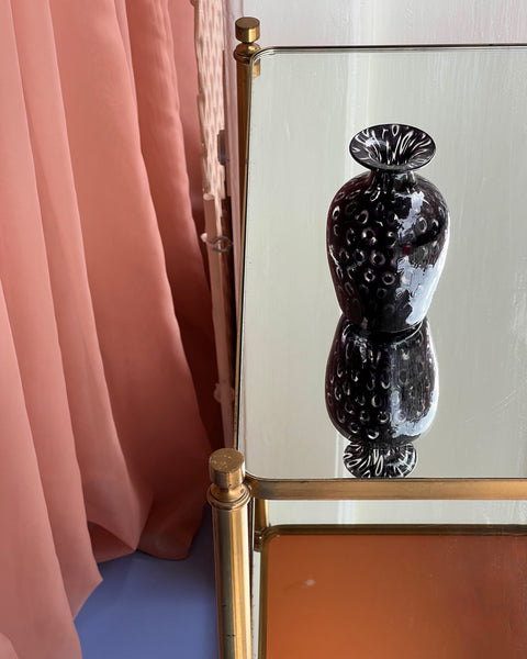 Vintage black Millefiori Murano vase