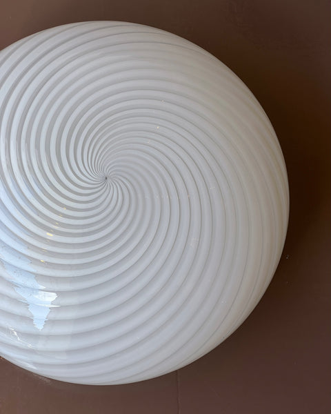 Vintage Murano white swirl ceiling/wall lamp (D38)