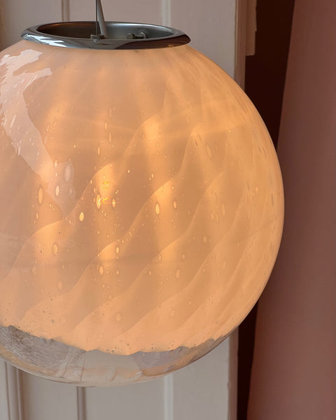 Vintage white clear Anemone Murano ceiling lamp (D35)
