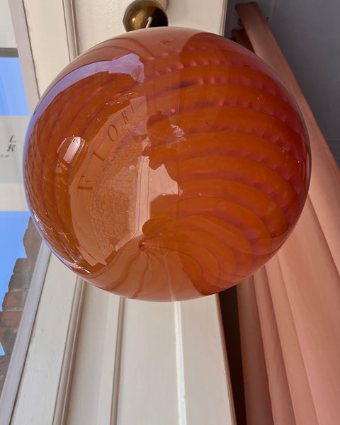 Vintage Murano orange/pink swirl ceiling lamp (D33)