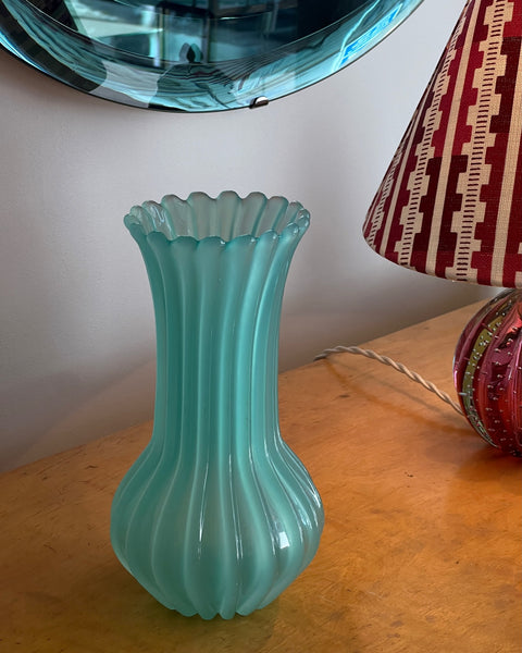Vintage opal turquoise Murano vase