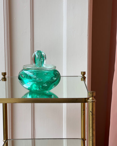 Vintage large green Murano bonbonniere