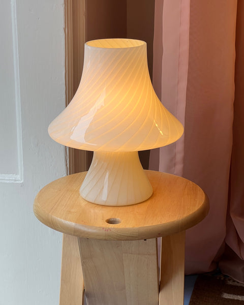 Vintage light yellow Murano mushroom table lamp