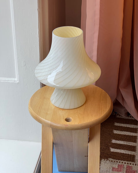 Vintage light yellow Murano mushroom table lamp