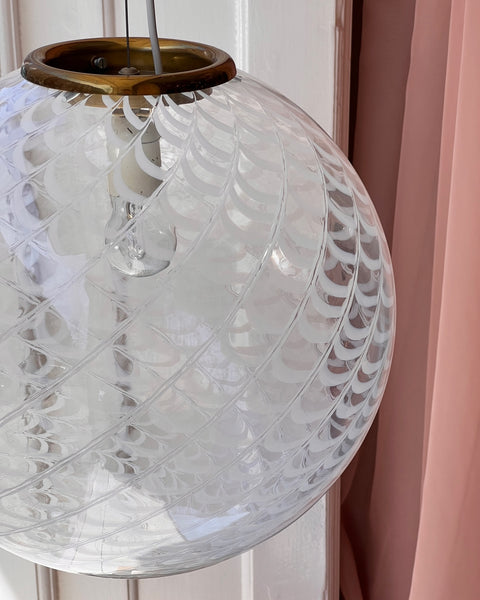 Vintage white clear Murano ceiling lamp (D40)