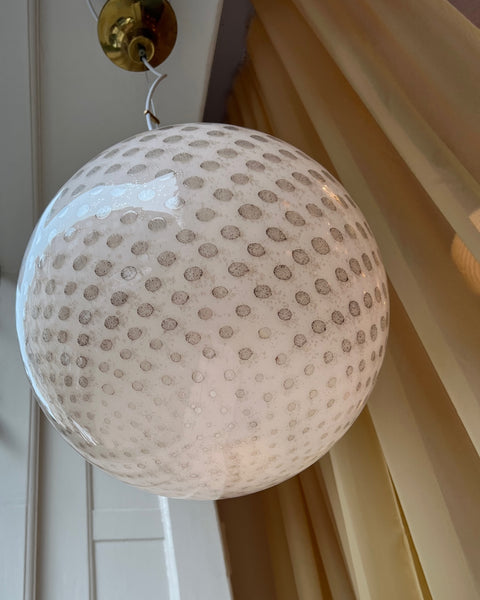 Vintage round white/black dotted Murano ceiling lamp (D40)