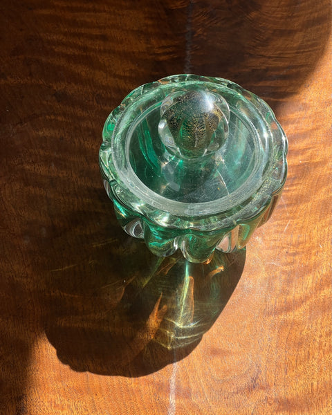 Vintage green Murano bonbonniere