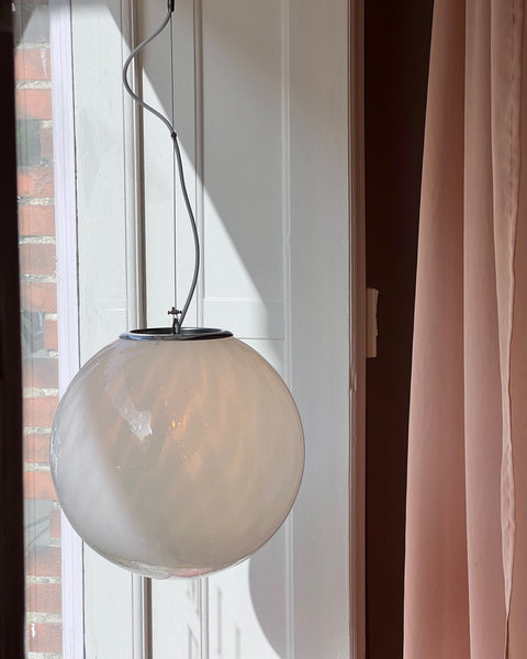 Vintage Murano white/clear Anemone ceiling lamp (D35)