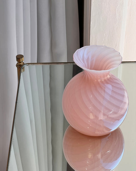 Vintage pink swirl Murano vase