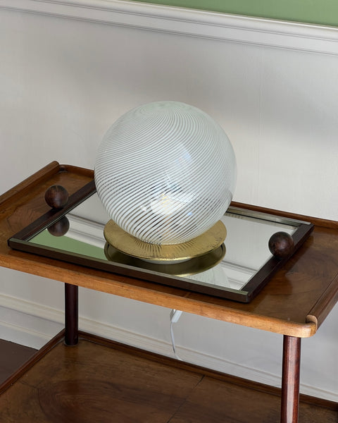 Vintage white swirl Murano table lamp