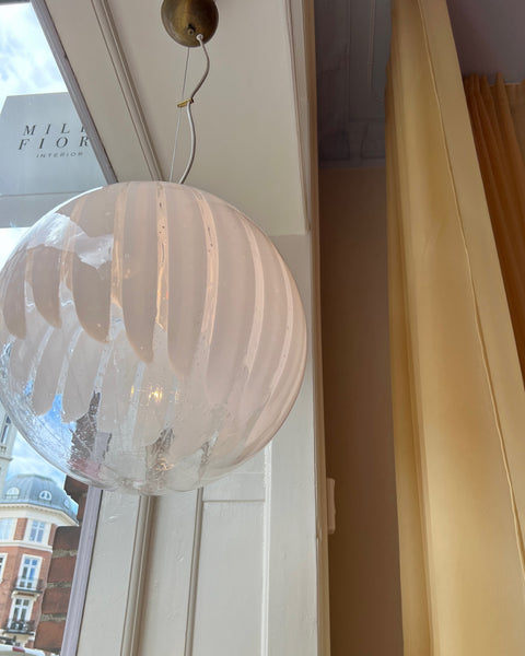 Vintage white clear Murano ceiling lamp (D40)
