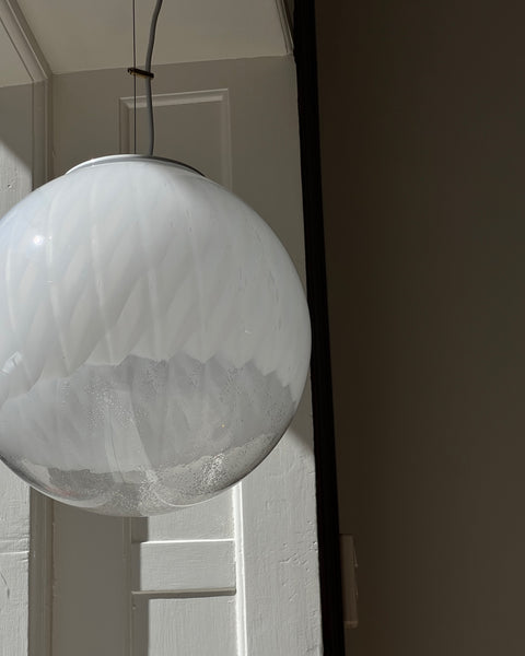 Vintage white clear Murano ceiling lamp (D35)