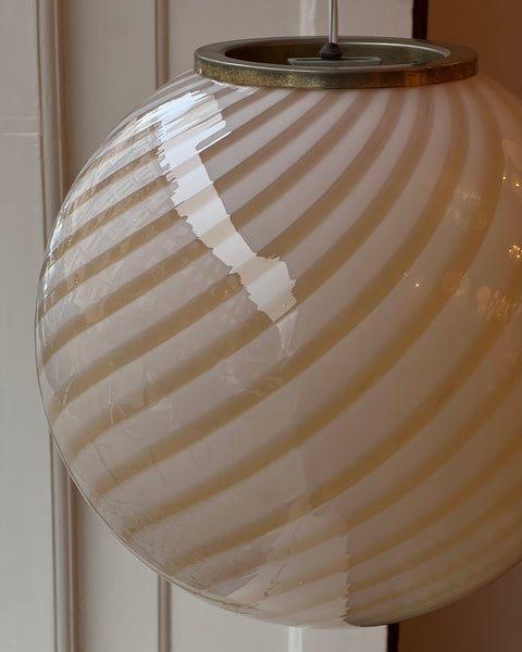 Vintage yellow swirl Murano ceiling lamp (D40)