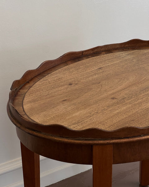 Vintage wavy/scalloped wooden side table