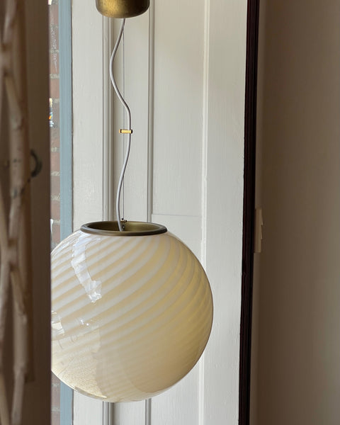Vintage yellow/cream swirl Murano ceiling lamp (D40)