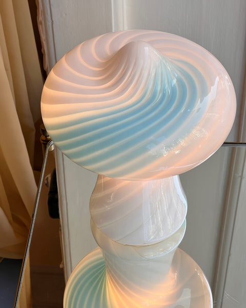 Vintage blue/white Murano mushroom table lamp