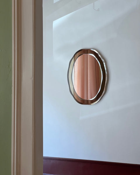 Vintage rosegold/brown wavy oval Italian Mirror
