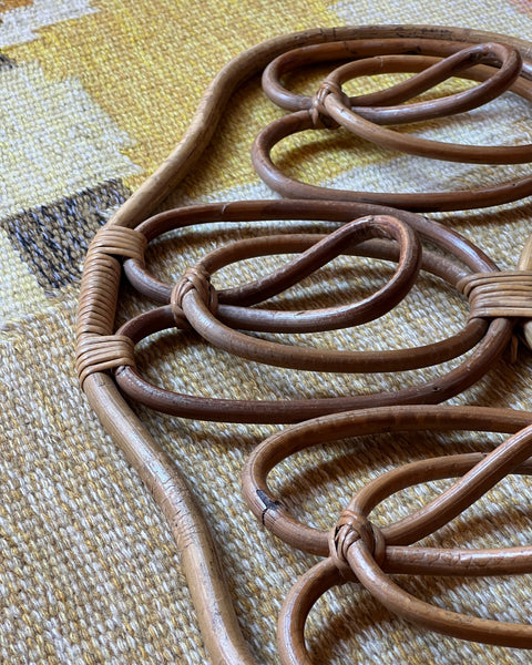 Vintage rattan coat rack