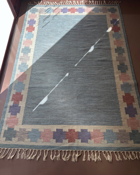 Vintage flat weave rug by Ingegerd Silow (IS)