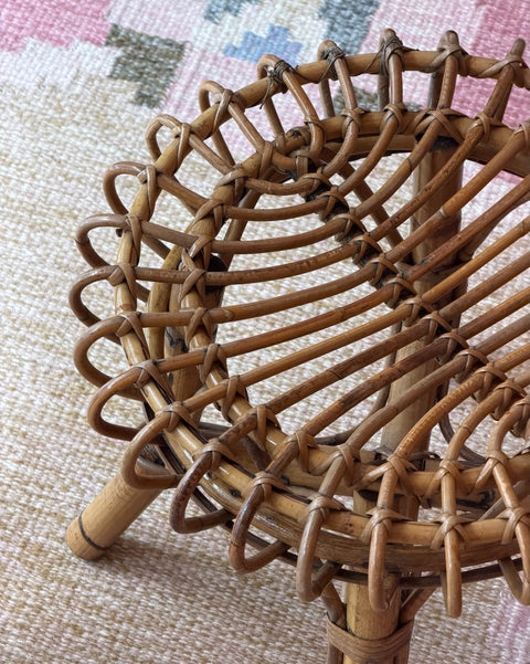 Vintage rattan stool (2 available)