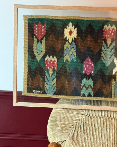 Vintage handwoven wall tapestry by Märta Måås-Fjetterström (AB MMF)