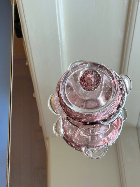 Vintage purple / clear Murano bonbonniere