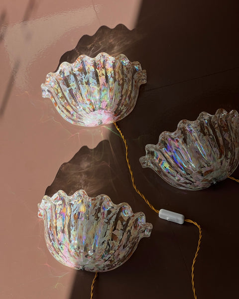 Vintage golden/peach/iridescent Murano wall lamp
