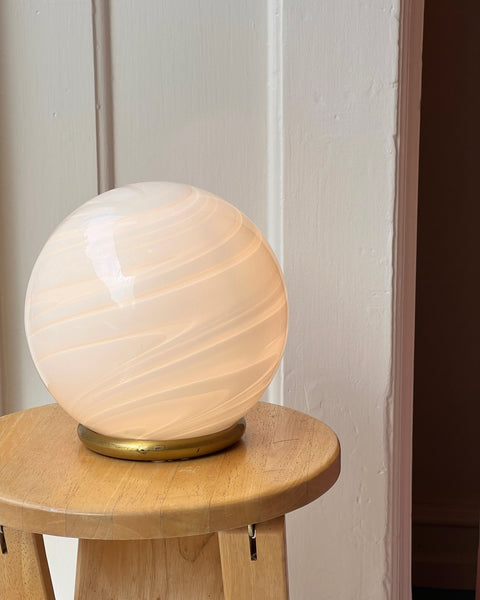 Vintage white swirl Murano table lamp
