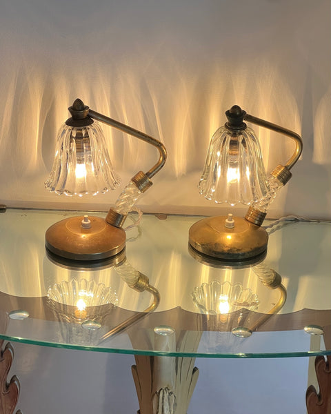 Vintage clear Murano table lamps (2 available)