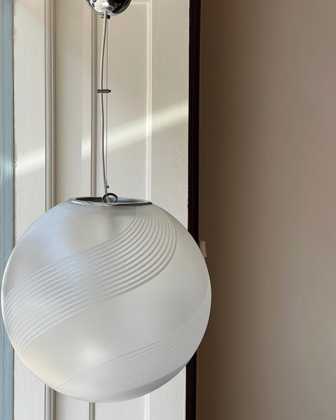 Vintage white / blured swirl Murano ceiling lamp (D45)