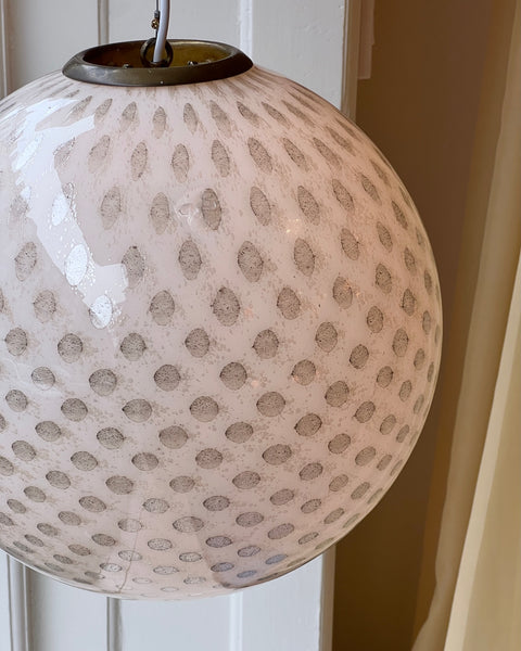 Vintage round white/black dotted Murano ceiling lamp (D40)