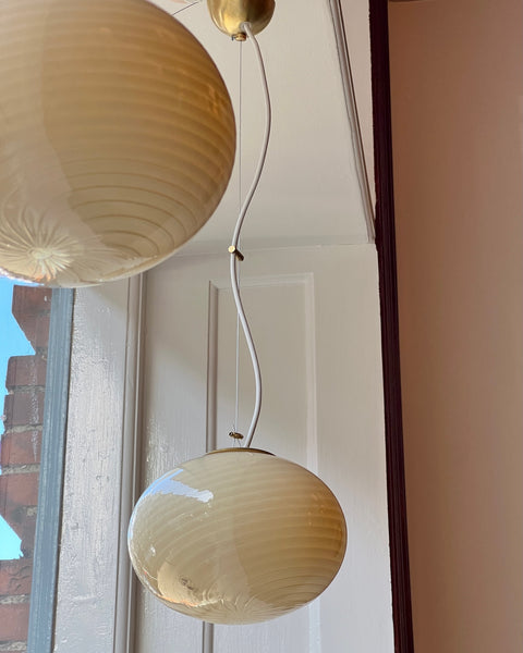 Vintage yellow swirl Murano oval ceiling lamp (D22) (2 available)