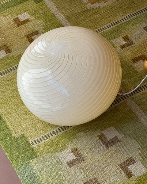 Vintage oval yellow swirl Murano ceiling lamp (D48)