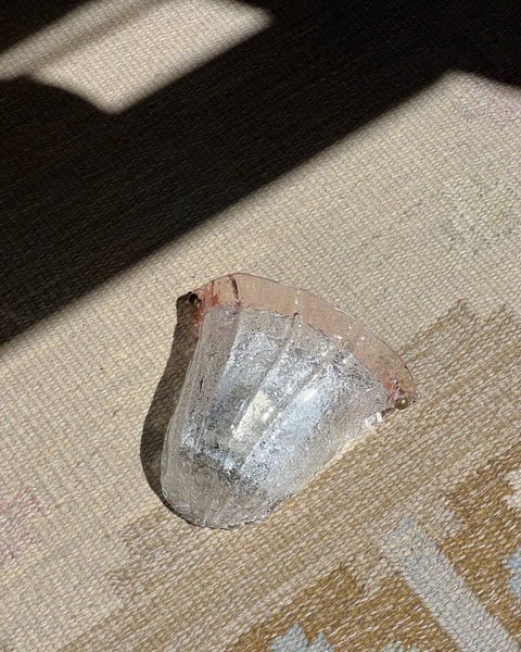 Vintage pink/clear Murano shell wall lamp